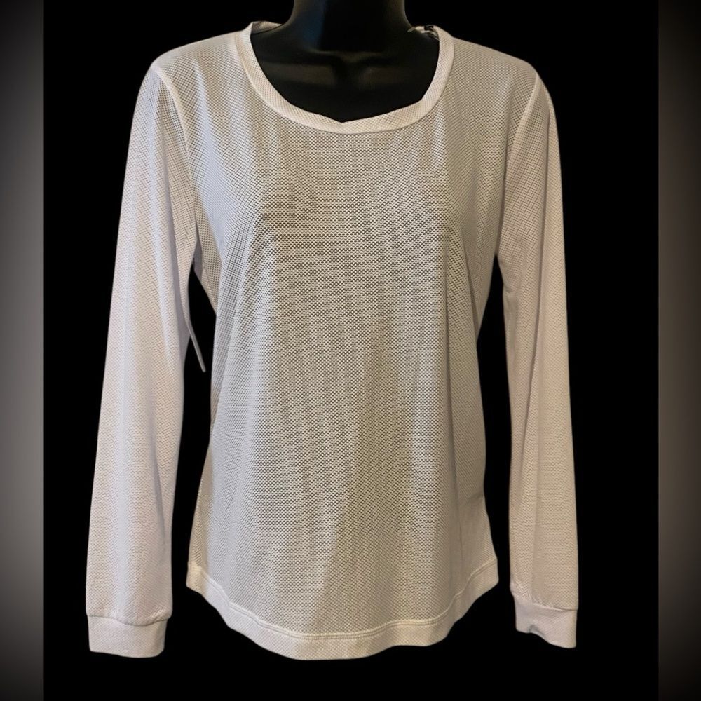 Vimmia white Neptune backless belted fishnet L/S tee shirt Activewear NWT size S